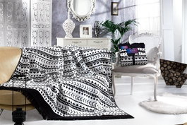 L'essentiel linge de maison Manta doble Erica Blanco y negro
